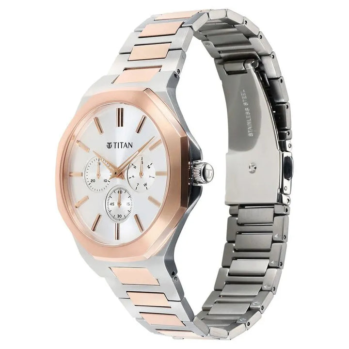 Titan Classic Slim Multifunction NU90198KM01 Silver Dial Men&