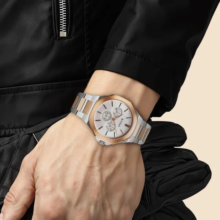 Titan Classic Slim Multifunction NU90198KM01 Silver Dial Men&