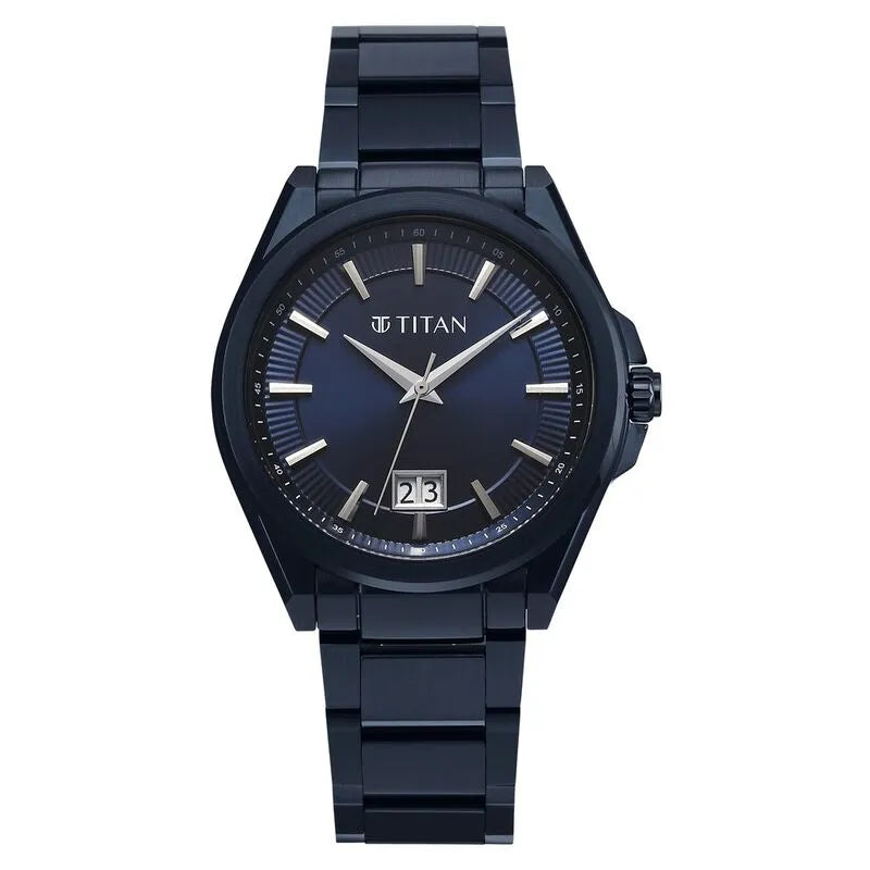 Titan Classique Big Date 90219QM04 Blue Dial Men&