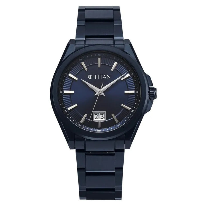 Titan Classique Big Date 90219QM04 Blue Dial Men&