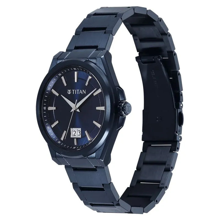 Titan Classique Big Date 90219QM04 Blue Dial Men&