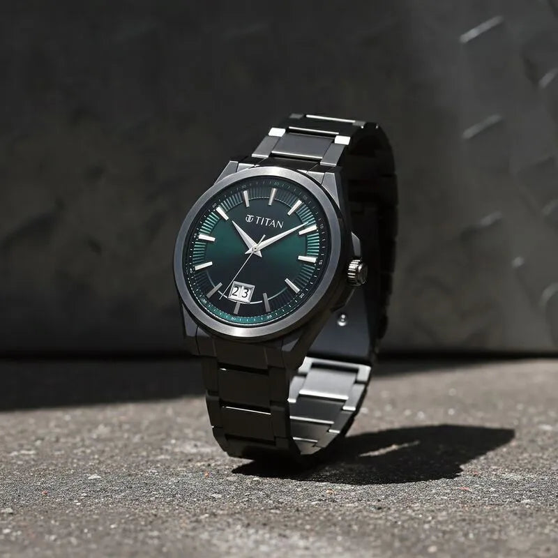 Titan Classique Big Date Green Dial Men&