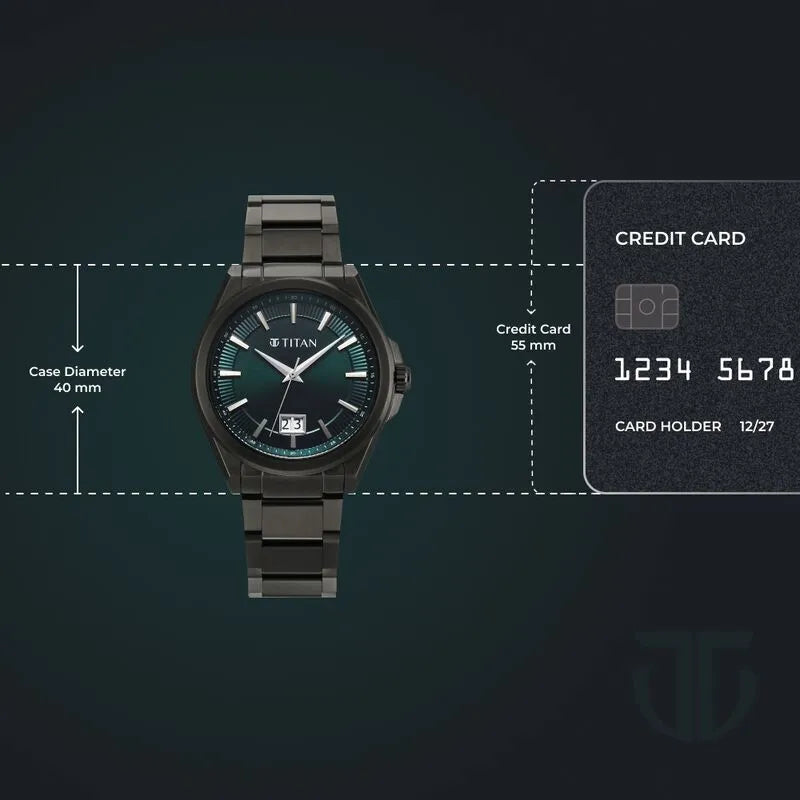 Titan Classique Big Date Green Dial Men&