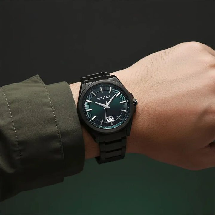 Titan Classique Big Date Green Dial Men&