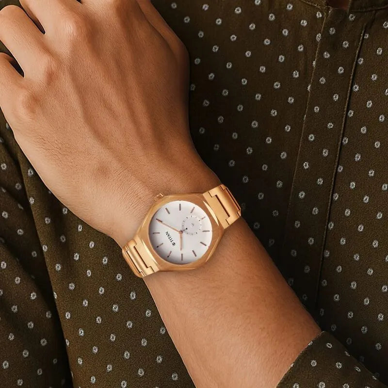 Titan Classique Contour White Dial Men&