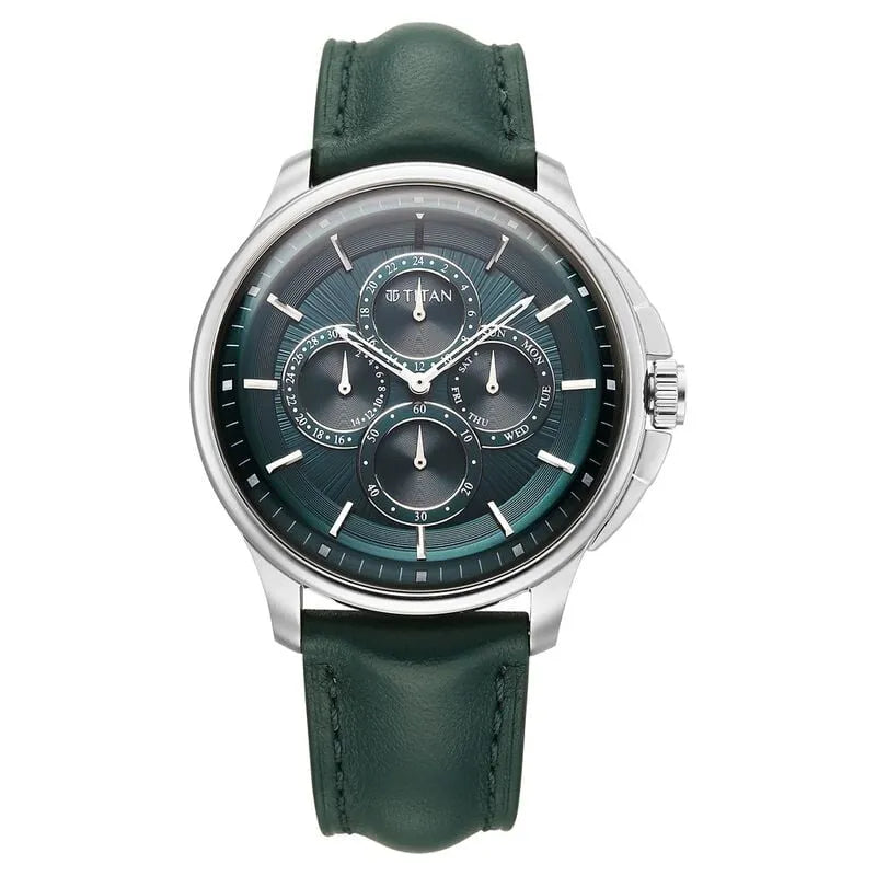 Titan Classique Four Eye Multifunction 90217sl02 Green Dial Men&