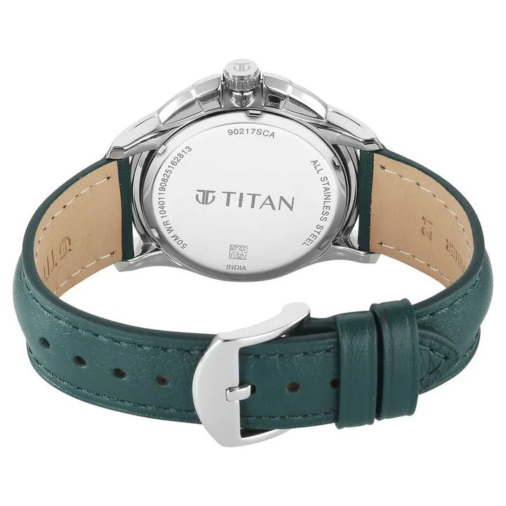 Titan Classique Four Eye Multifunction 90217sl02 Green Dial Men&