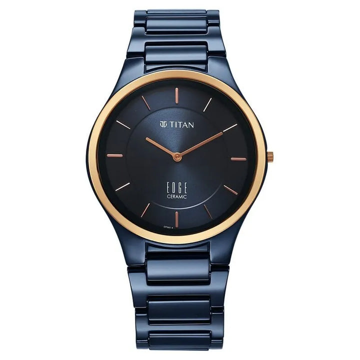 Titan Edge Bicolour Quartz Blue Dial Ceramic Strap Men&