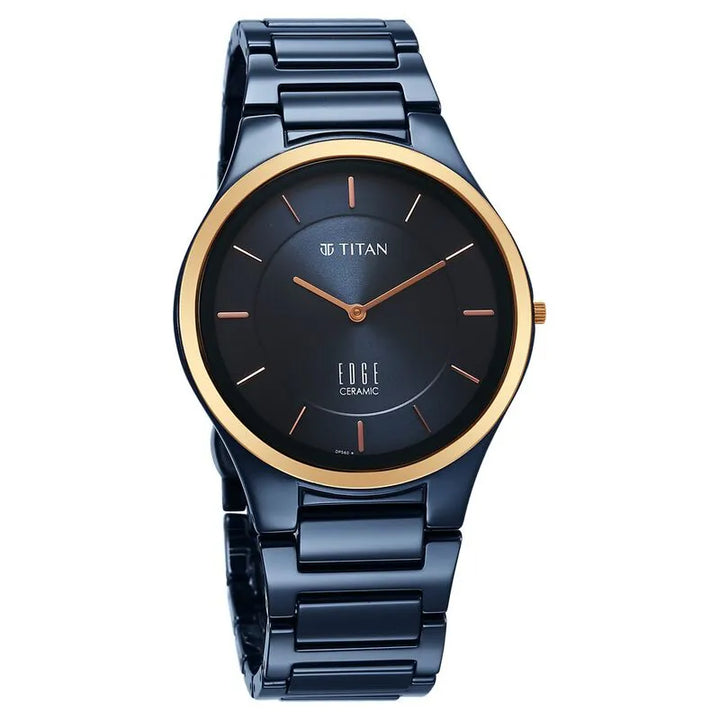 Titan Edge Bicolour Quartz Blue Dial Ceramic Strap Men&