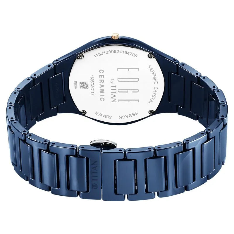 Titan Edge Bicolour Quartz Blue Dial Ceramic Strap Men&