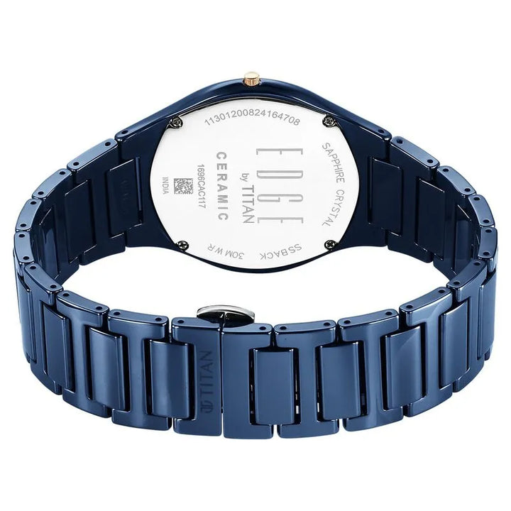 Titan Edge Bicolour Quartz Blue Dial Ceramic Strap Men&