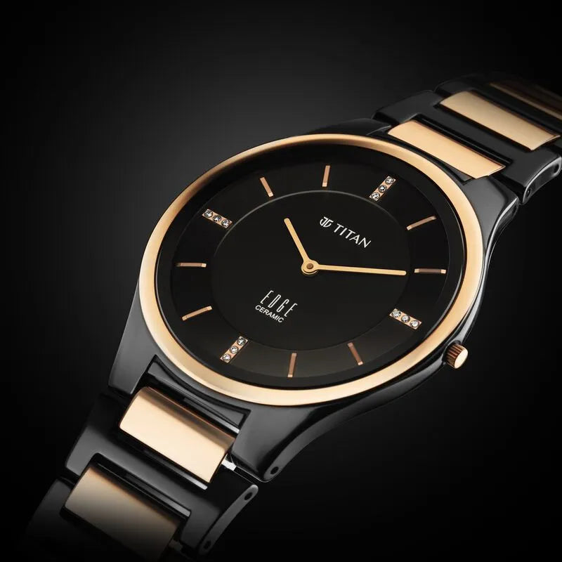 Titan Edge Ceramic Dress with Diamonds Quartz Men&