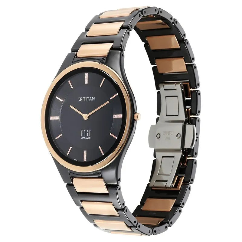 Titan Edge Ceramic Dress with Diamonds Quartz Men&