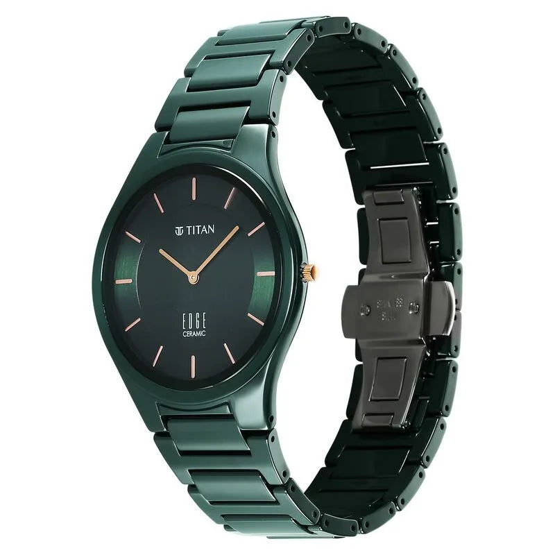 Titan Edge Ceramic Green Dial Men&