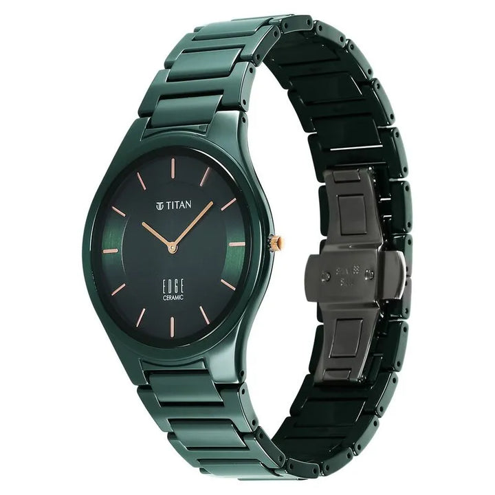 Titan Edge Ceramic Green Dial Men&