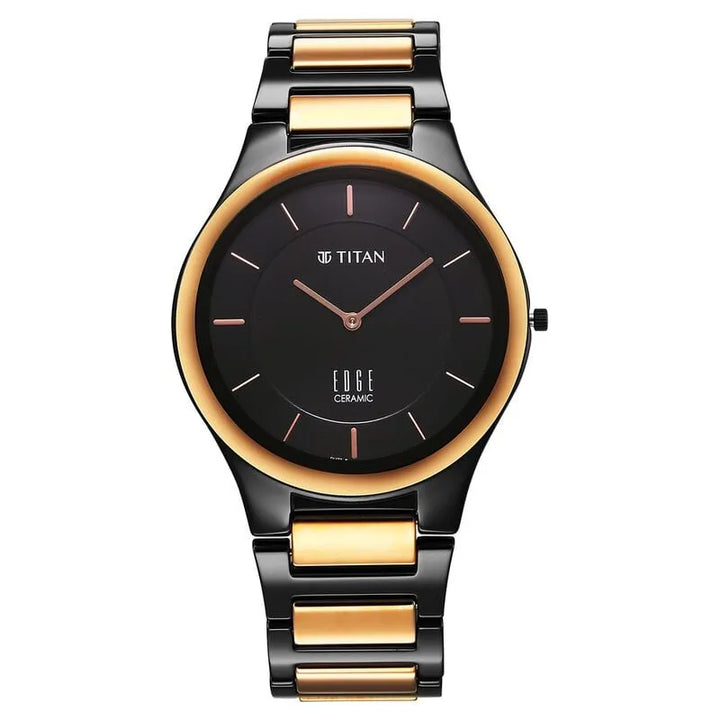 Titan Edge Ceramic nu1696kc01 Black Dial Men&