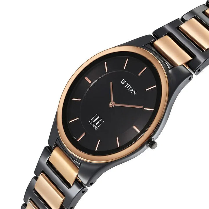 Titan Edge Ceramic nu1696kc01 Black Dial Men&