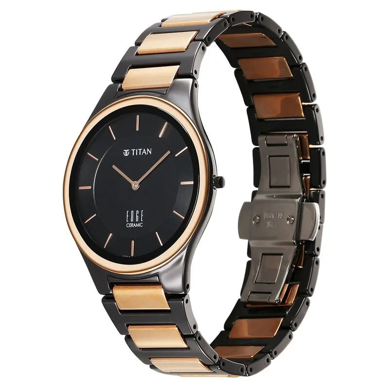 Titan Edge Ceramic nu1696kc01 Black Dial Men&