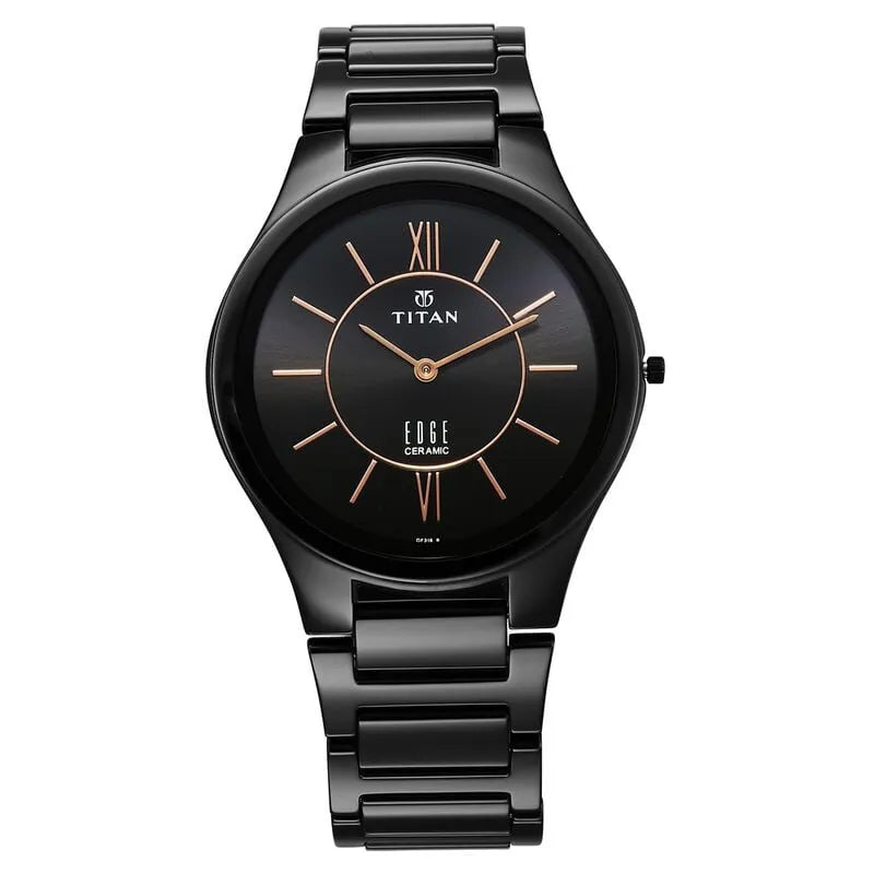 Titan Edge Ceramic NU1696NC01 Black Dial Men&
