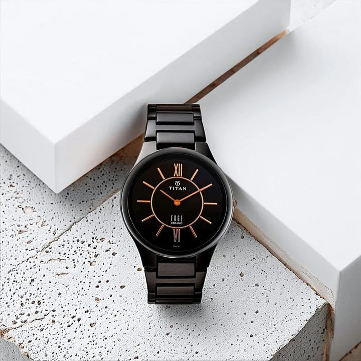 Titan Edge Ceramic NU1696NC01 Black Dial Men&