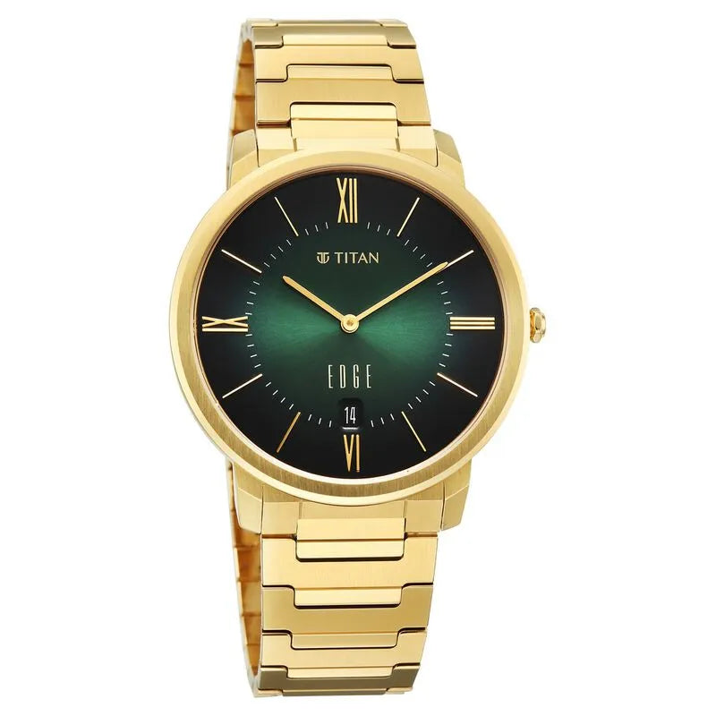Titan Edge Meister Quartz Analog with Date Green Dial Men&