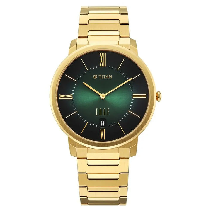 Titan Edge Meister Quartz Analog with Date Green Dial Men&
