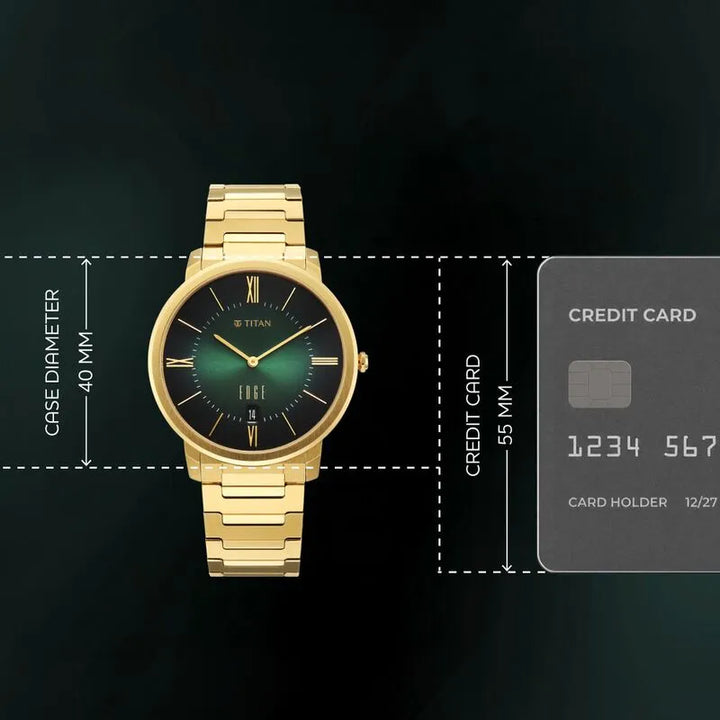 Titan Edge Meister Quartz Analog with Date Green Dial Men&