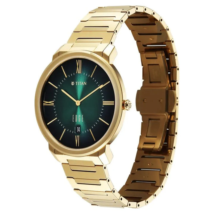 Titan Edge Meister Quartz Analog with Date Green Dial Men&