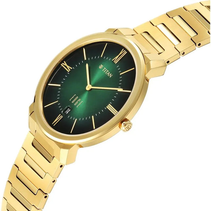 Titan Edge Meister Quartz Analog with Date Green Dial Men&