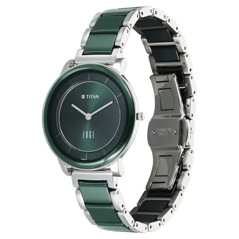 Titan Edge Melange NU2777KD06 Green Dial Women&
