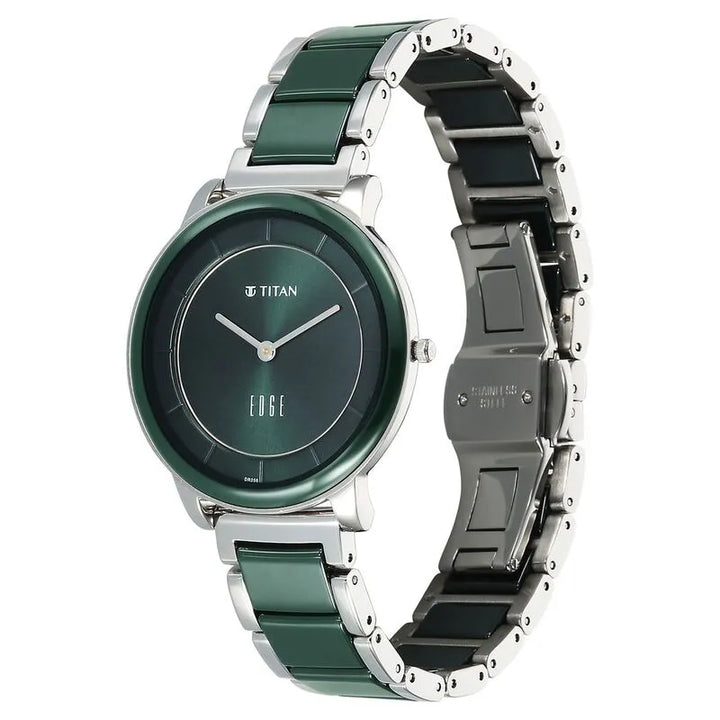 Titan Edge Melange NU2777KD06 Green Dial Women&
