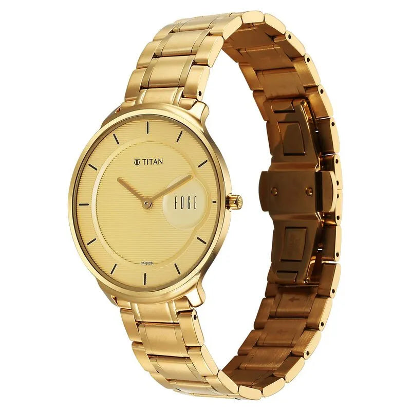 Titan Edge Metal Golden Dial Men&
