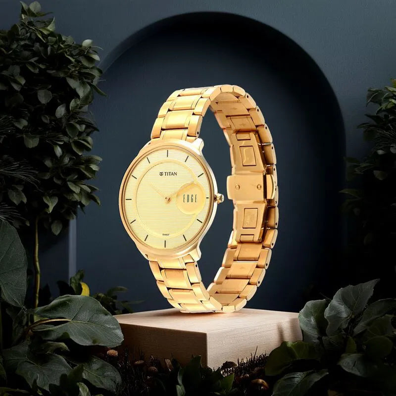 Titan Edge Metal Golden Dial Men&