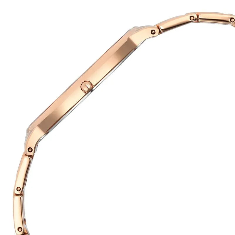 Titan Edge Metal Ladies Allure Quartz Analog Mother Of Pearl Dial Rose Gold Stainless Steel Strap Women&