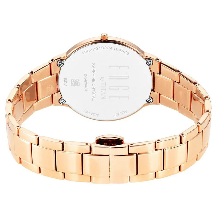 Titan Edge Metal Ladies Allure Quartz Analog Mother Of Pearl Dial Rose Gold Stainless Steel Strap Women&