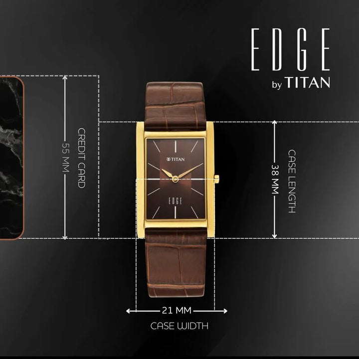 Titan Edge Monture Quartz Brown Dial Leather Strap Men&
