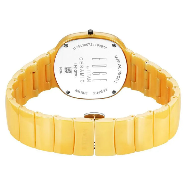 Titan Edge Squircle Camo Quartz Yellow Dial Ceramic Strap Unisex Watch NU1841QC08
