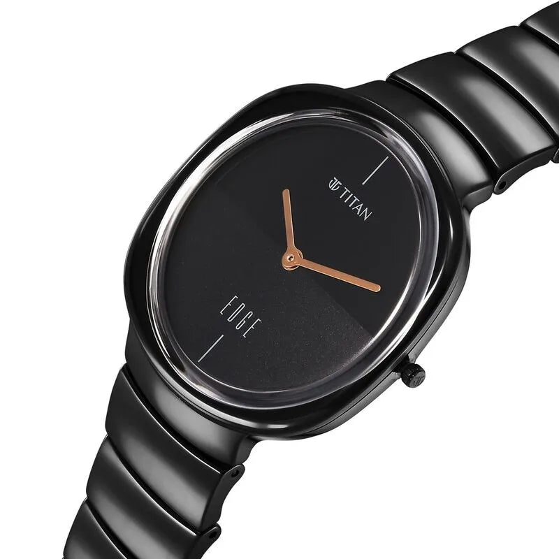 Titan Edge Squircle Quartz Rich Black Ceramic Unisex Watch nu1841nc01