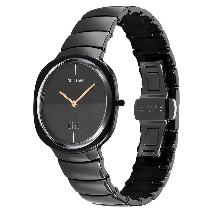 Titan Edge Squircle Quartz Rich Black Ceramic Unisex Watch nu1841nc01