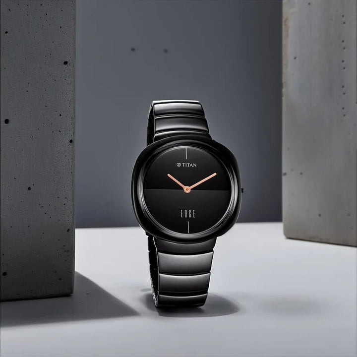 Titan Edge Squircle Quartz Rich Black Ceramic Unisex Watch nu1841nc01