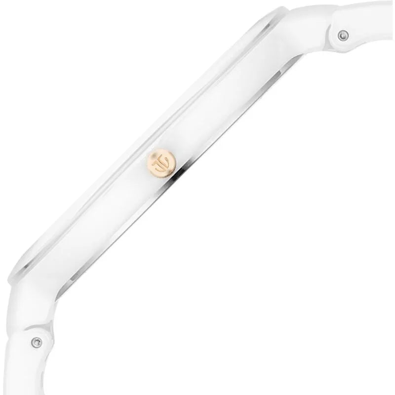 Titan Edge Squircle White Dial Ceramic Strap Women&