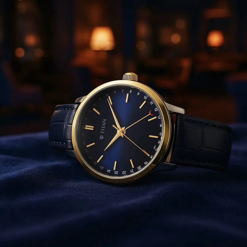 Titan Elegance NU90202BL01 Blue Dial Men&