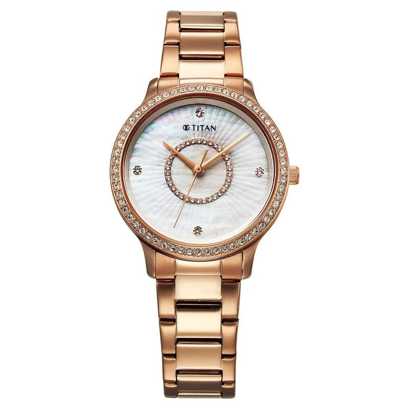 Titan Glamour 95314WM01 Mother Of Pearl Dial Women&