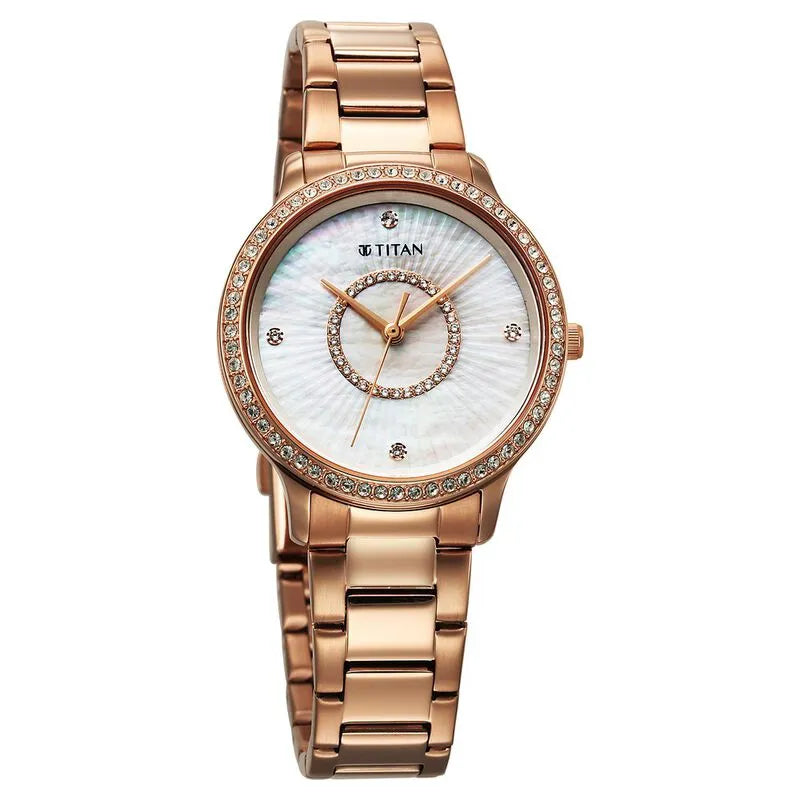 Titan Glamour 95314WM01 Mother Of Pearl Dial Women&
