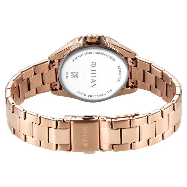Titan Glamour 95315KM03 Green Dial Rose Gold Women&