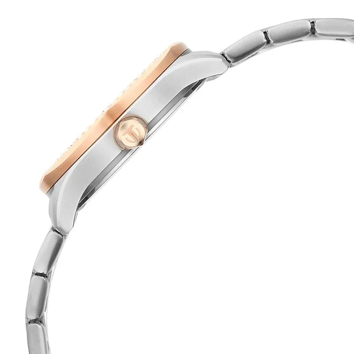 Titan Glamour 95326KM01 Silver Dial Two Toned Women&