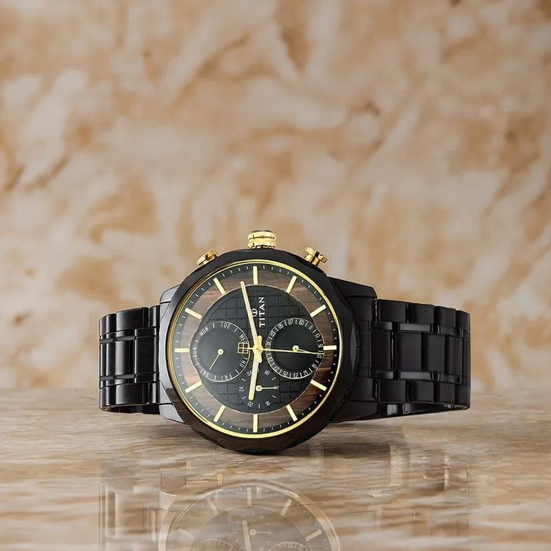 Titan Grandmaster Multifunction Black Dial Men&