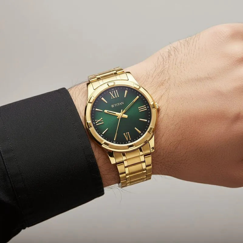 Titan Karishma 10058ym04 Green Dial Men&