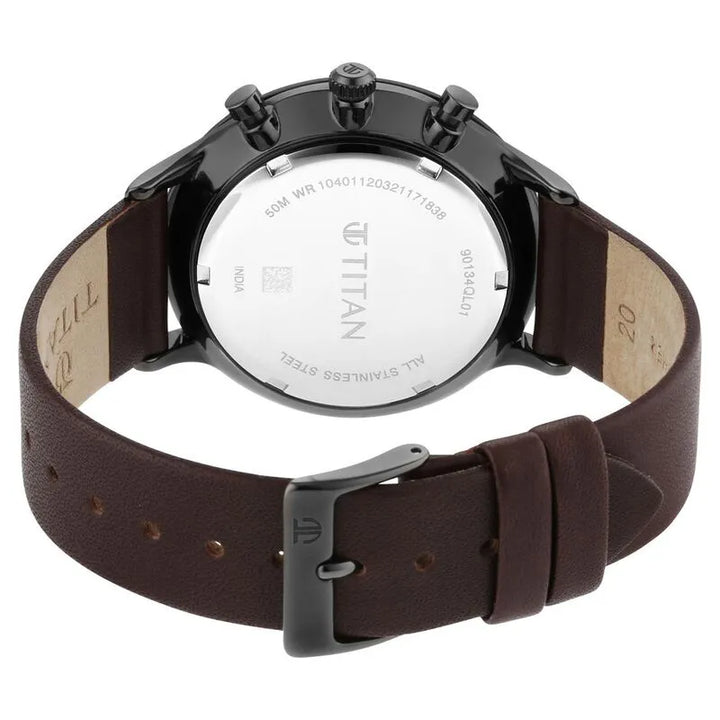 Titan Light Leathers 90134QL01 Green Dial Men&