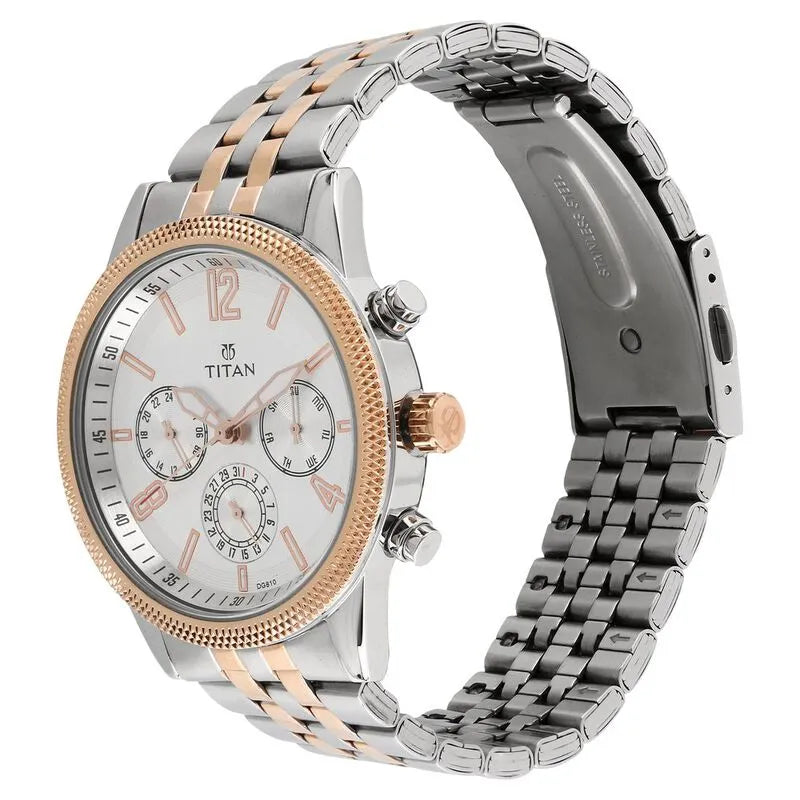 Titan Metropolitan Luxe nu1734km02 Multifunction White Dial Men&